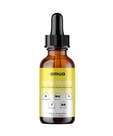 AMUA Vital Drops Weight gain Organic Maca Root Liquid Drops with Ashwagandha Fenugreek Beet Root and L-Arginine Liquid Multivitamin