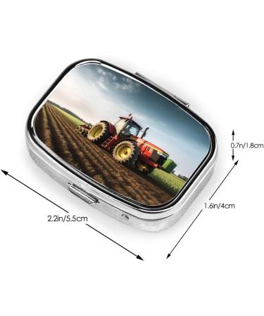 Tractor Farm Pill Case - 2 Compartment Cute Travel Pill Box for Purse & Pocket | Ideal Gift Organizer - Buy Online on GoSupps.com