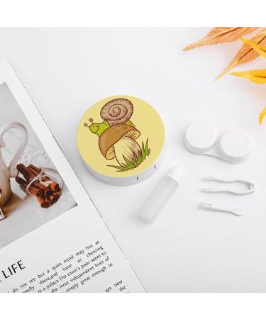Mushroom & Snail Round Case For Contact Lens Kit Storage Box with Mirror Printed - Buy Online on GoSupps.com
