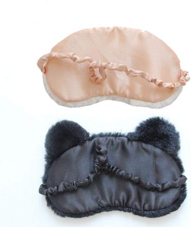 Cute Animal Sleep Mask 2-Pack for Girls - Cat and Dog Plush Blindfold Eye Cover for Women - Perfect for Travel, Nap, and Night Sleeping - Buy Online on GoSupps.com