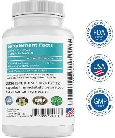 Premium White Kidney Bean Extract - Carb Blocker for Weight Loss - Fast Acting Carb Buster Pill - Buy Online on GoSupps.com