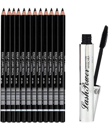 Jojomis 12pcs Waterproof Eyeliner Eyebrow Pencil Black + Curl Mascara - Buy Online on GoSupps.com