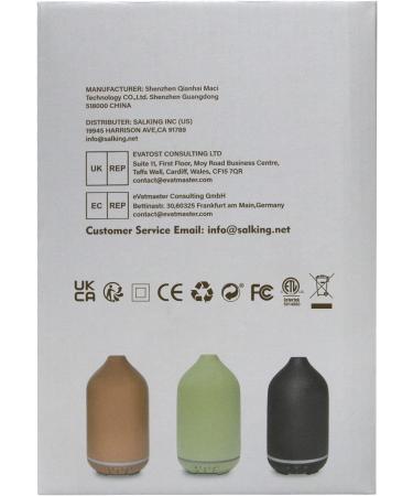 Salcing Black Ceramic Aroma Diffuser - BPA-Free Essential Oil Diffuser with Adjustable Fog Mode & Auto Power-Off for Home Office & Yoga - 150ml - Buy Online on GoSupps.com