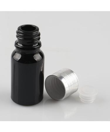 Tianzd 10ml Black Glass Bottles - 4 Pcs with Silver Caps for Fragrance Oil Perfume & Aromatherapy - Buy Online on GoSupps.com