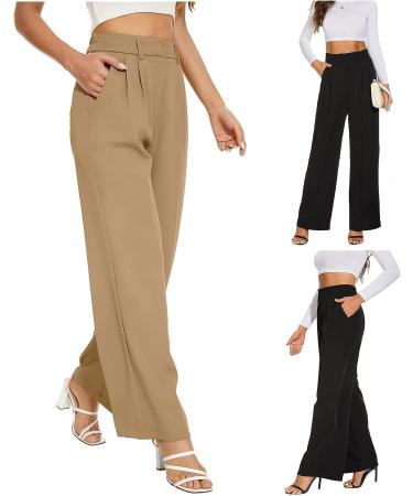 Effortless Tailored Wide Leg Pants - Women's High Waisted Casual Style - Buy Online on GoSupps.com