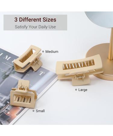 Shinowa Hair Clip Set - 3 Strong Hold Slipproof Gripper Accessories for Long Thick Hair - Beige - Buy Online on GoSupps.com