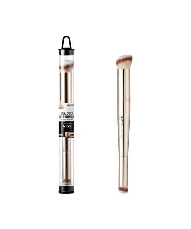 KISS NEW YORK Professional Dual Ended Complexion Brush for Blending and Even Application Angled Sculpting Applicator for Concealer Foundation Setting Powder