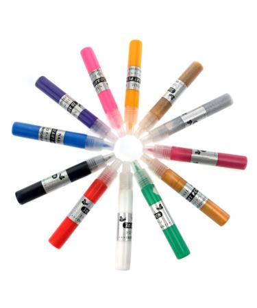 FRCOLOR 12 nail paint pens for nail art three-dimensional carved pen gel nail polish pen kit nail polish pens coating gel nail Paint pen nail polish pigment manicure medium As Shown
