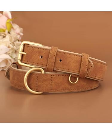 Beirui Soft Padded Leather Dog Collar - Comfortable & Durable for All Sizes | High-Quality Alloy Fittings | Brown Neck 28-38cm Width 2cm - Buy Online on GoSupps.com