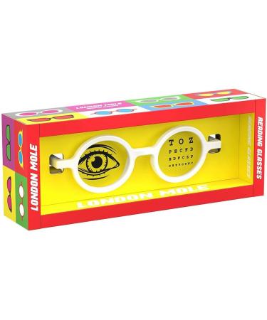 LONDON MOLE Round Reading Glasses | White Frames | Stylish Men's Women's Unisex Readers 1.0x - Buy Online on GoSupps.com