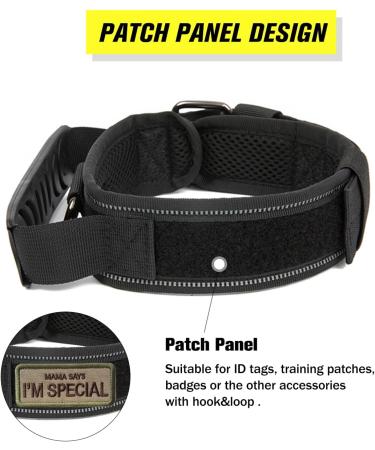 Upgrade Tactical Dog Collar for Medium Large Dogs - Adjustable Military Nylon Training Collar with Handle and Metal Buckle - Reflective and Durable - Black (Large) - Buy Online on GoSupps.com