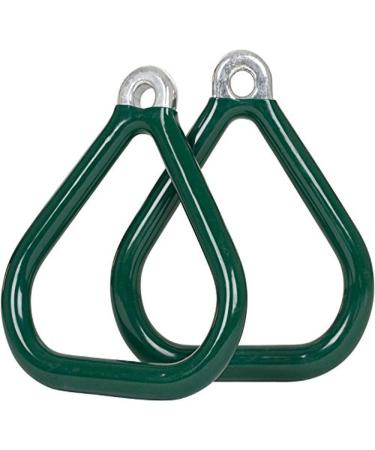 Swing Set Stuff Commercial Coated Triangle Trapeze Rings with SSS Logo Sticker, Green