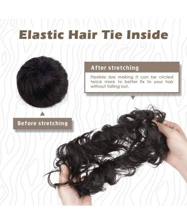 BARSDAR 100% Real Hair Hair Tie & Curled Messy Bun Extensions - Natural Black 1B# - 2 Pcs for Effortless Updos | Premium Quality Hair Accessories - Buy Online on GoSupps.com