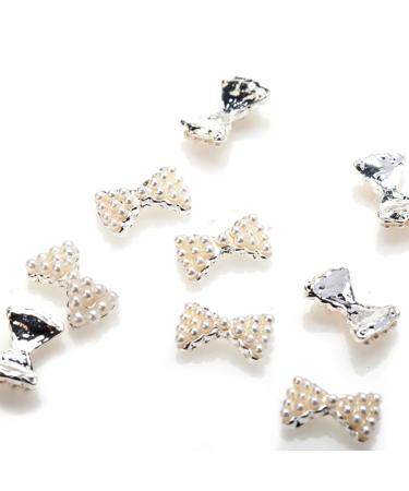 Set of 10 3D Pearl Bow Tie Nail Art Decorations - Cheeky Beads Gems - Buy Online on GoSupps.com