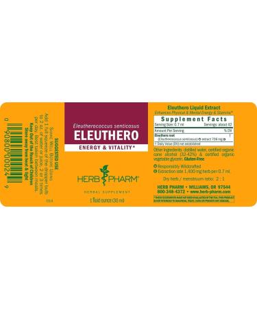 Herb Pharm Eleuthero 1 fl oz - Natural Adaptogen for Stress Relief & Energy Boost - Buy Online on GoSupps.com