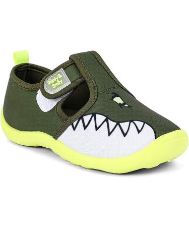 Nerteo Boys Girls Cute Aquatic Water Shoes | Olive/Shark | Size 10 Toddler - Buy Online on GoSupps.com