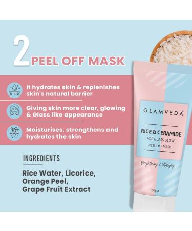 Glam.veda Rice & Ceramide Combo | Skin Brightening & Anti Dullness | Improves skin barrier | Suitable For Dry to Combination Skin types | Face Wash & Peel Off Mask Combo - Buy Online on GoSupps.com