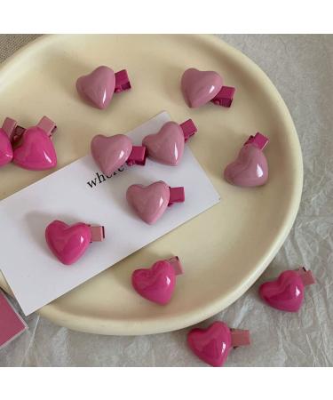 12pcs Pink Mini Heart Duckbill Clips - Cute Hair Barrettes for Temperament Hair Styles | MGPFERD - Buy Online on GoSupps.com