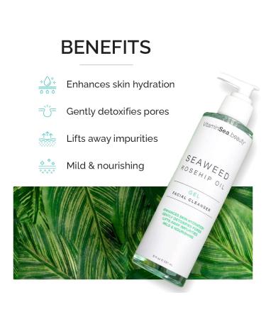 VITAMINS AND SEA BEAUTY Gel Face Cleanser - Hydrating Pore Refining Formula with Vitamin C, E, Seaweed & Rosehip Oil 8 Fl Oz - Buy Online on GoSupps.com