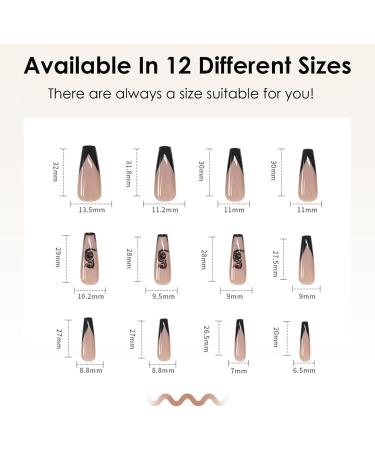 Ballerina Coffin Fake Nails - 24Pcs Long Black French Press on Nails with Dragon Patterns | Full Cover False Nail Tips with Glue for Women & Girls Nail Art - Buy Online on GoSupps.com