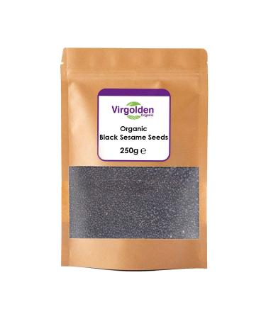 Organic Black Sesame Seeds 250g by Virgolden Organic - Great for Cooking Snacking Baking Certified Organic GMO Free Vegan