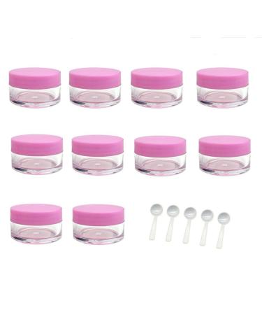 TRIXES 10 x 10ml Travel Pots with 5 Travel Spoons for Cosmetics Cream Makeup Balm Glitter