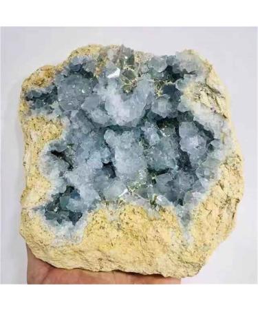 Natural Crystal Rough 1pc Large Size Natural Raw Blue Celestite Geode Rough Stone Quartz Crystal Cluster 1300g-1800g for Decoration Suitable for Furniture Decoration (Size : 1PC1450g-1550g)