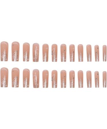 Justotry 24 Pcs Butterfly False Nails Long | White French Press on Nails Glitter Ballerina Stick on Nails | Acrylic Coffin Fake Nails Medium for Women | Nail Art with Glue - White & Butterfly - Buy Online on GoSupps.com