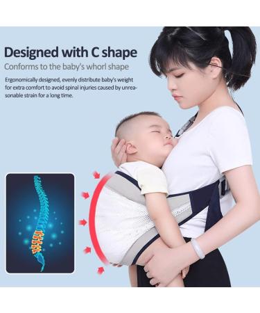 HINATAA Breathable Baby Sling | Adjustable Baby Carrier Wrap | Quick Dry with Thick Shoulder Straps | 0-36 Months Baby | Grey B - Buy Online on GoSupps.com