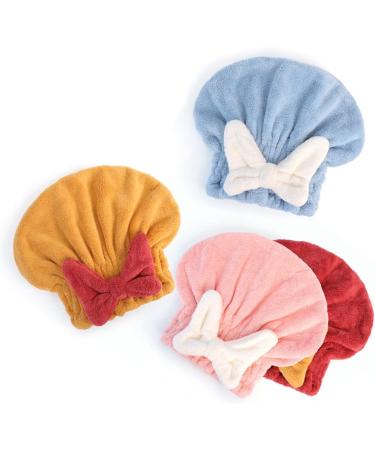 Microfiber Hair Towel Set for Women - Cute Quick-Dry Hair Turban & Bathing Cap - Soft & Absorbent 2 Pieces (Pink & Yellow) - Buy Online on GoSupps.com