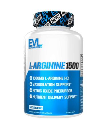 Evlution Nutrition L-Arginine 1500 mg, Ultra-Pure Nitric Oxide Supplement, Muscle Growth and Vascularity, Energy and Stamina, Powerful NO Booster, Essential Amino Acids (50 Servings) - Buy Online on GoSupps.com