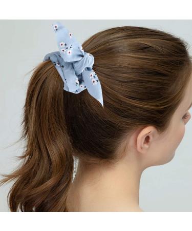 Bow Scrunchies Hair Accessories Set - 18 Pcs Chiffon & Silk Scrunchies with Bow Scarf, Solid Stripe Flower Colors, Ponytail Holder, Rabbit Bunny Ear BowKnot - Hair Ties Ropes - Buy Online on GoSupps.com