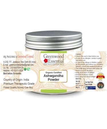 Greenwood Essential Pure Ashwgandha Powder (Withania somnifera) Organic Certified 100% Natural Therapeutic Grade 100gm (3.5 oz) Ashwgandha Powder 1 Count (Pack of 1) - Buy Online on GoSupps.com