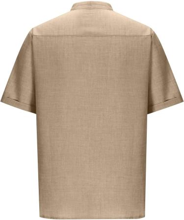 Rosennie Men's Hawaii Shirt - Stand-Up Collar Short Sleeve Button-Up Lightweight Oversized Beach T-Shirt in XXL Khaki for Summer Vacations - Buy Online on GoSupps.com