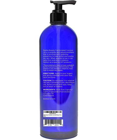 Radha Beauty Fractionated Coconut Oil - 100% Pure Carrier Oil for Aromatherapy, Hair & Skin - 16 fl oz with Pump - Buy Online on GoSupps.com