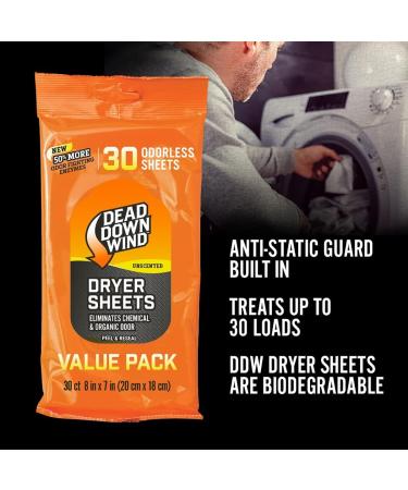 Dead Down Wind Odorless/Unscented Dryer Sheets - 30 ct - Buy Online on GoSupps.com
