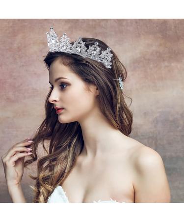 LAPOHI Silver Crystal Princess Queen Tiara for Women - Bride Wedding Crown for Party Prom Pageant - Rhinestone Headband with Combs - Buy Online on GoSupps.com