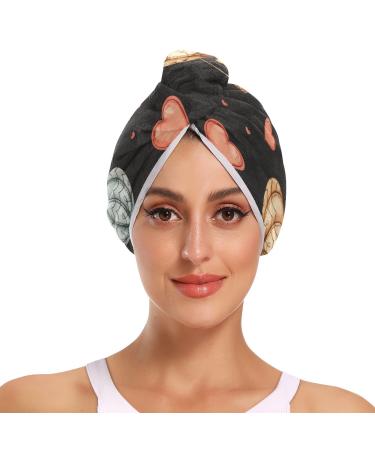 Hot Air Balloons Love Hair Towel 2 Pack Super Absorbent Hair Drying Towel Quick Dry Hair Turbans Head Towel with Button Twisty Wrap for Women Girls