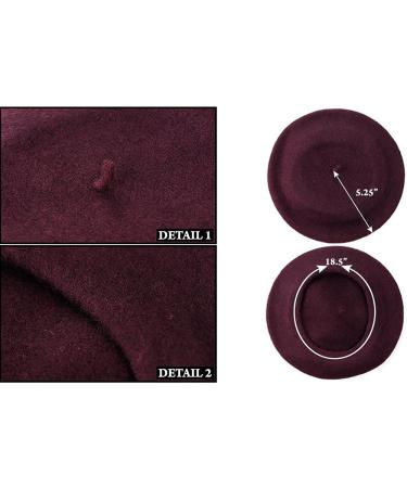 ICSTH French Beret - Wool Solid Color Women's Beanie Cap Hat in Rose Red - Buy Online on GoSupps.com
