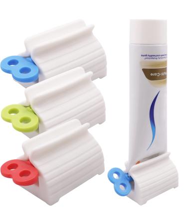 4 Pieces Rolling Tube Toothpaste Squeezer Toothpaste Holder Stand Bathroom Organizer,Saves Toothpaste and Creams
