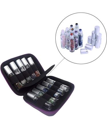 10 x 10ml Transparent Glass Bottles with Natural Semi-Precious Stones & Essential Oils - Free Carrying Bag Multi-Colored Medicinal Crystal Chips - International Shipping Available - Buy Online on GoSupps.com