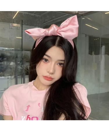 Uchyius Pink Satin Bow Headband for Women - Non Slip Hair Accessory - Buy Online on GoSupps.com
