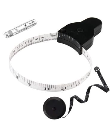 Automatic Telescopic Tape Measure, Body Measure Tape 60 inch (150cm), Self-Tightening Retractable Measuring Tape for Body Accurate Way to Track Weight Loss Muscle Gain by One Hand, 3 Piece Black