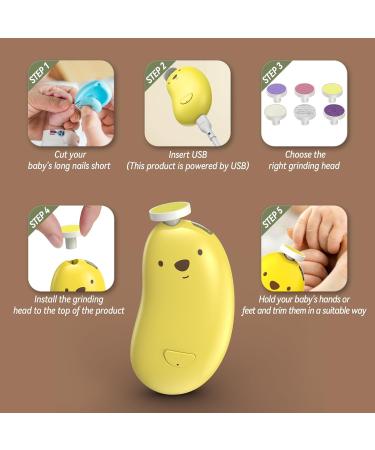 Goard Baby Nail Trimmer - Electric Nail Clipper Set with 6 Grinding Heads & LED Light for Safe Newborn and Toddler Care - Perfect for Fingernails & Toes - Buy Online on GoSupps.com