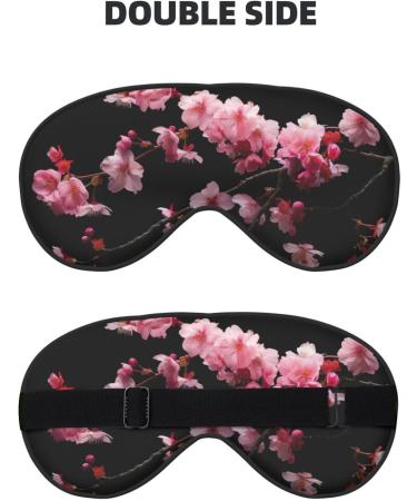 Japanese Cherry Flowers Print Soft Eye Mask | Sleep Mask for Women & Men | Comfortable Travel Sleep Eye Mask - Black - Buy Online on GoSupps.com