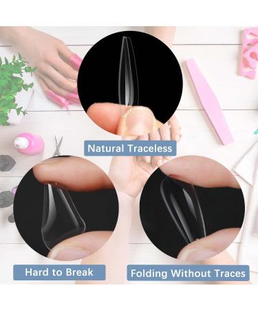 Short T-Shaped Nail Tips - 120 Pieces Soft Gel Extensions | Clear Square Acrylic Nails for Women - 12 Sizes Available - Buy Online on GoSupps.com