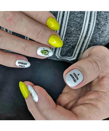 DIY Decoration Green Color Anime Cartoon Avocado 3D Design Nail Stickers Sliders Decals(007) - Buy Online on GoSupps.com