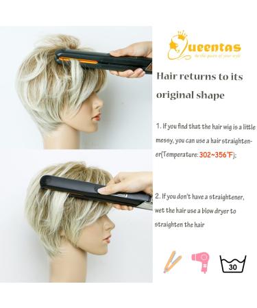 QUEENTAS Pixie Layered Short Blonde Mixed Brown Wig - Synthetic Hair for White & Black Women - Buy Online on GoSupps.com