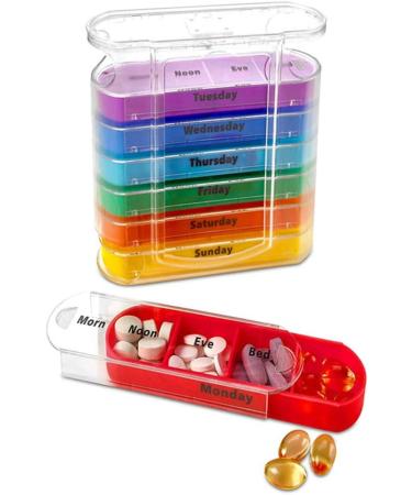 Stackable Medication Organizer for Travel - 28 Compartments for Fish Oil & Daily Doses | HOM - Buy Online on GoSupps.com