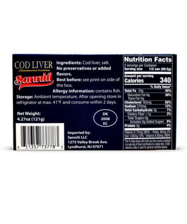 Sanniti Cod Liver Scandinavian Edition 4.3 oz - Pack of 4 | Premium Quality Fish Oil Supplement - Buy Online on GoSupps.com
